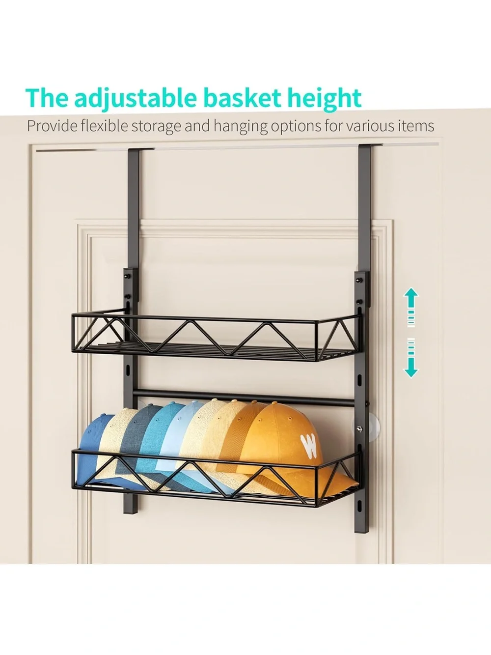 Over-the-Door Adjustable Metal Storage Rack - Black  **NEW IN BOX 📦